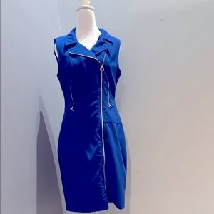 Calvin Klein Blue Asymmetrical Sheath Dress